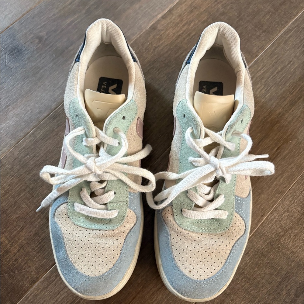 Veja Pastel Blue and Green Sneakers